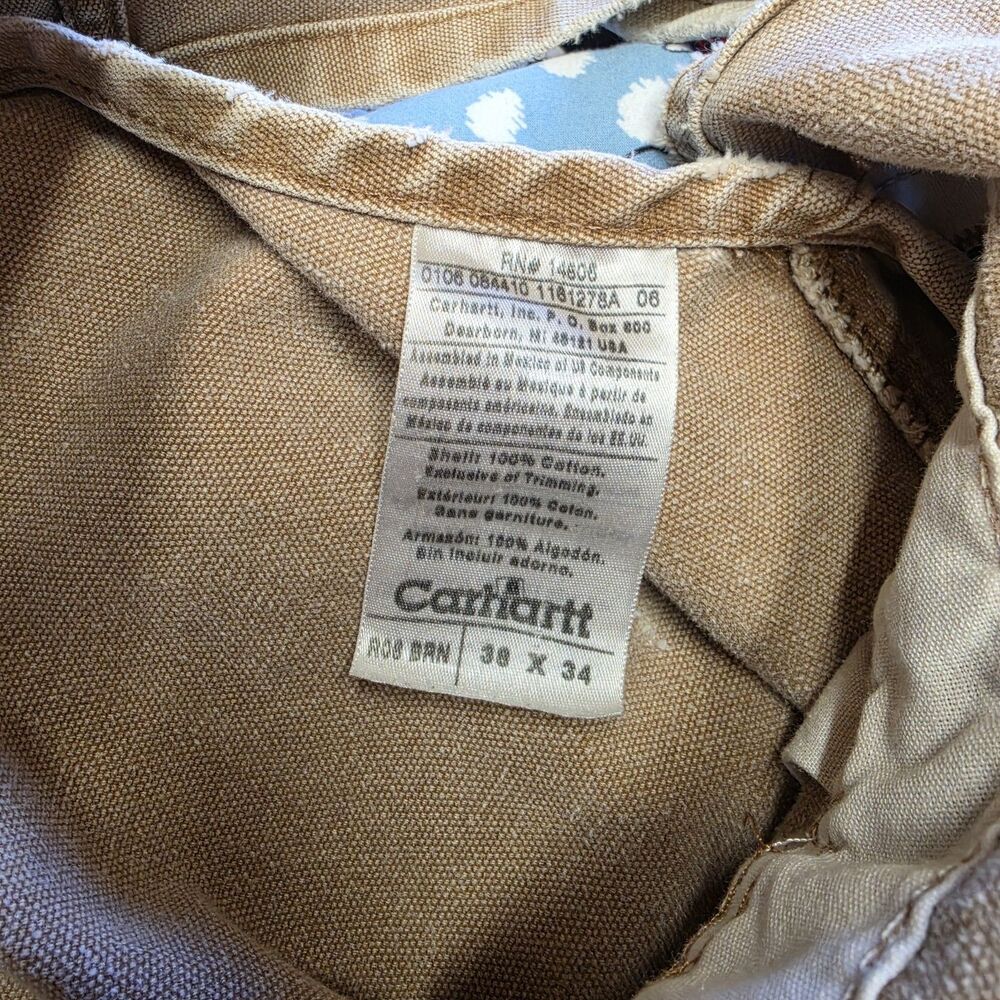 Carhartt Bib Overalls Light Tan/Cream Mens Size 38 X 34 - Picture 12 of 13